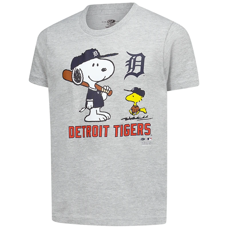 Youth  Heather Gray Detroit Tigers Peanuts Snoopy T-Shirt