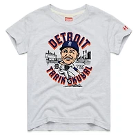 Youth Homage Tarik Skubal Ash Detroit Tigers Caricature Tri-Blend T-Shirt
