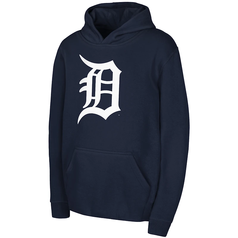 Sweat à capuche bleu marine pour jeunes, logo principal de l'équipe des Tigers Détroit