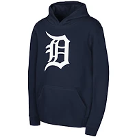Sweat à capuche bleu marine pour jeunes, logo principal de l'équipe des Tigers Détroit