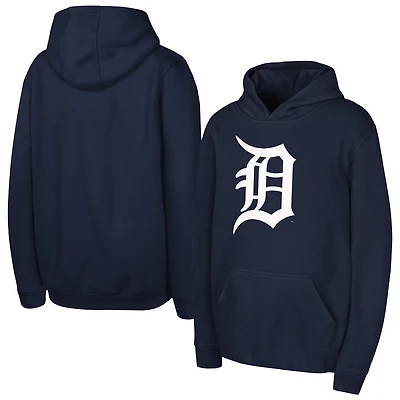 Sweat à capuche bleu marine pour jeunes, logo principal de l'équipe des Tigers Détroit