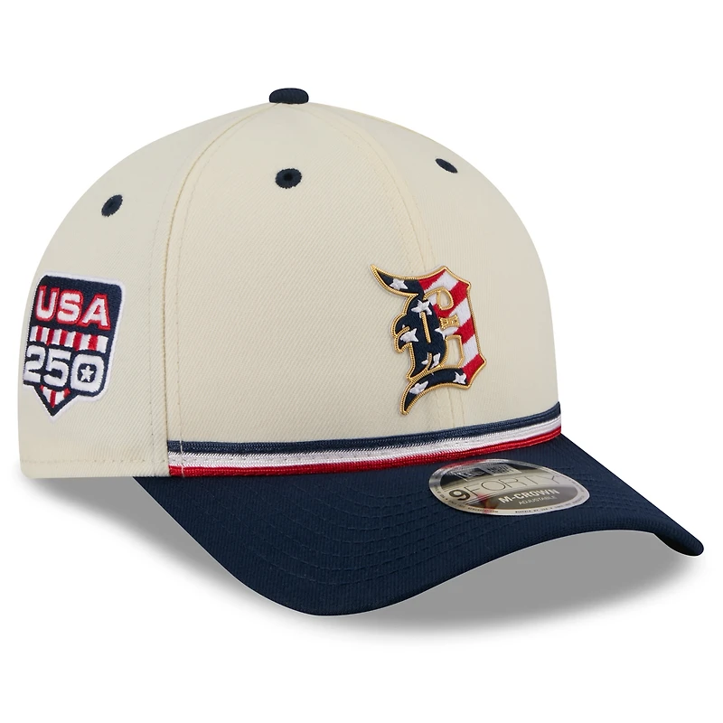Casquette ajustable New Era crème/marine Detroit Tigers USA 250 9FORTY M-Crown pour jeunes