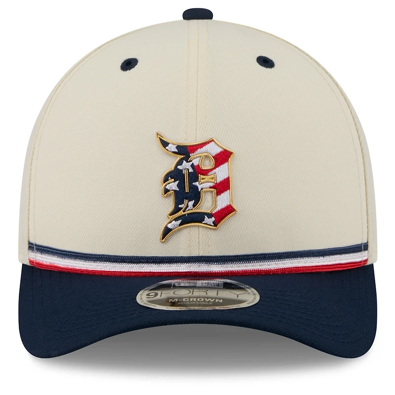 Casquette ajustable New Era crème/marine Detroit Tigers USA 250 9FORTY M-Crown pour jeunes