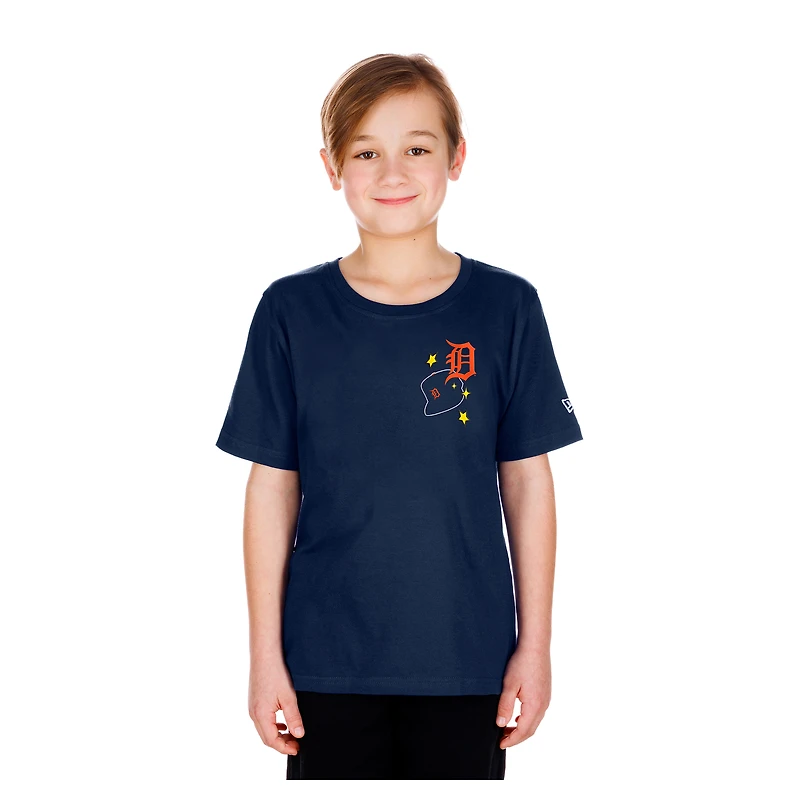 Youth New Era Navy Detroit Tigers Stars & Cap T-Shirt