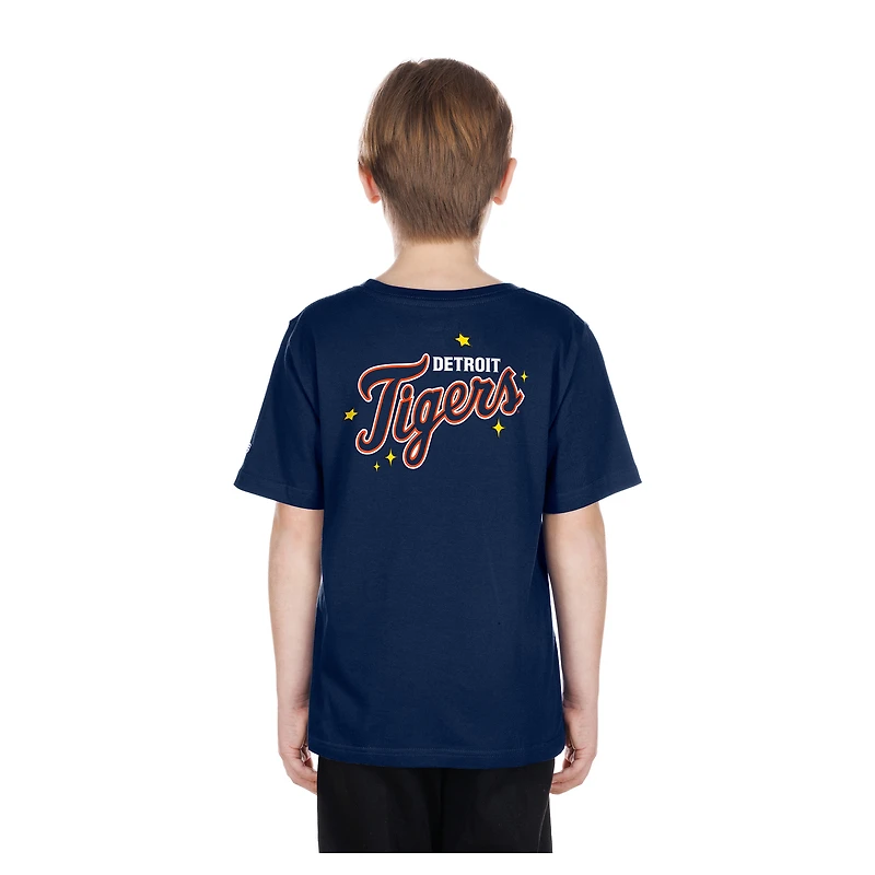 Youth New Era Navy Detroit Tigers Stars & Cap T-Shirt