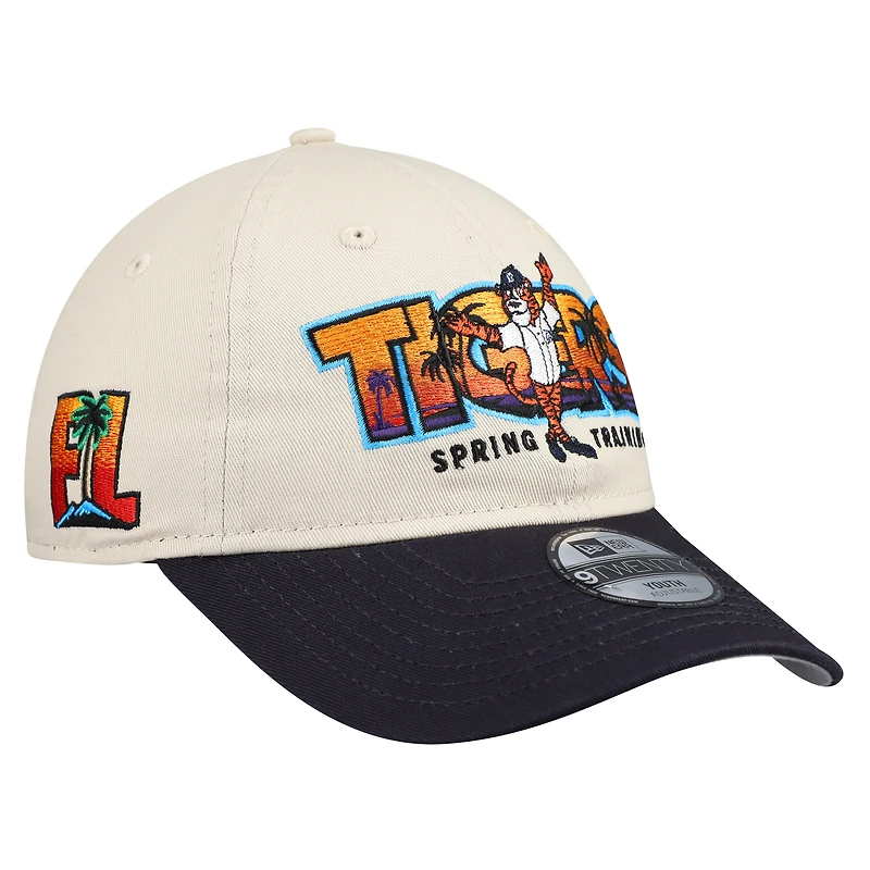 Casquette ajustable New Era Stone/Navy Detroit Tigers 2026 Spring Training Fan Pack Batter 9TWENTY pour jeunes