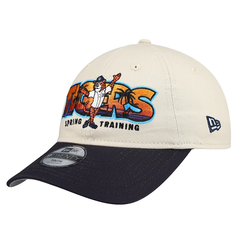 Casquette ajustable New Era Stone/Navy Detroit Tigers 2026 Spring Training Fan Pack Batter 9TWENTY pour jeunes