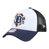 Casquette trucker ajustable New Era blanche/marine Detroit Tigers Food A-Frame 9FORTY pour jeunes