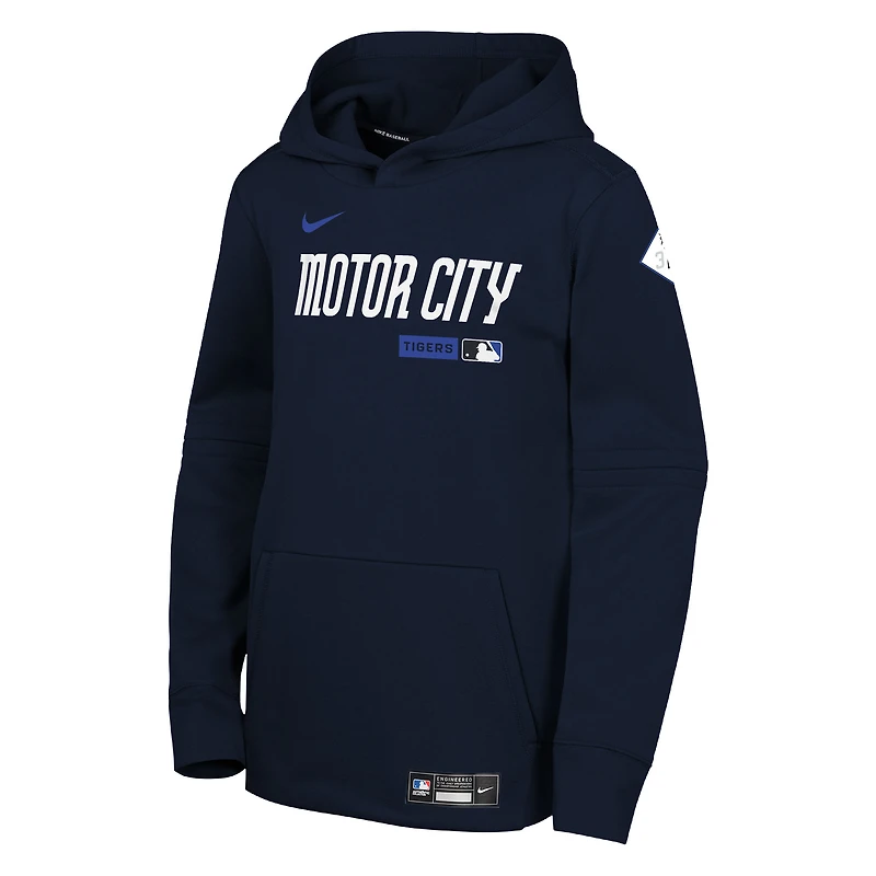 Youth Nike Navy Detroit Tigers Authentic Collection City Connect Therma-FIT Hoodie