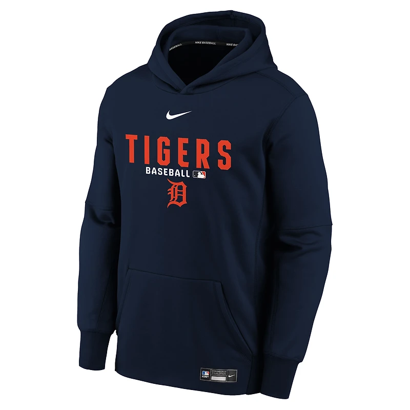 Sweat à capuche Nike Therma-FIT bleu marine Detroit Tigers Authentic Collection pour jeunes