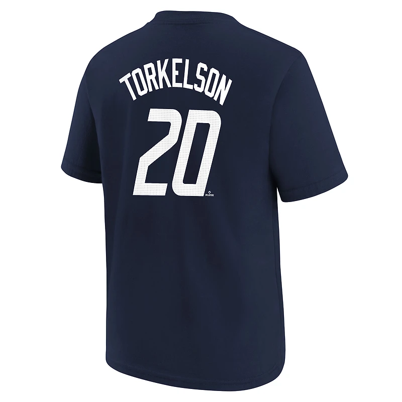 T-shirt Nike Spencer Torkelson pour jeunes Detroit Tigers 2024 City Connect avec nom et numéro, bleu marine