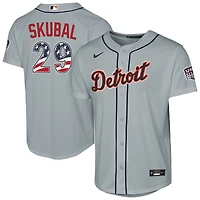 Youth Nike Tarik Skubal Gray Detroit Tigers USA 250 Fourth of July Road Replica Jersey
