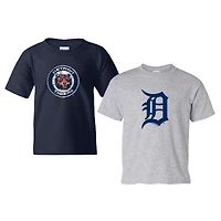 Youth Soft as a Grape  Navy/Heather Gray Detroit Tigers Cooperstown 2-Pack T-Shirt Set