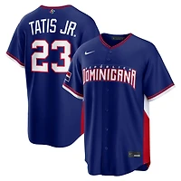 Men's Nike Fernando Tatis Jr. Royal Dominican Republic Baseball 2026 World Classic Road Stadium Jersey