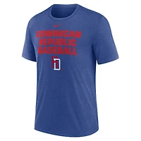 Men's Nike Heather Blue Dominican Republic Baseball 2026 World Classic Stacked Tri-Blend T-Shirt