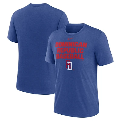 Men's Nike Heather Blue Dominican Republic Baseball 2026 World Classic Stacked Tri-Blend T-Shirt