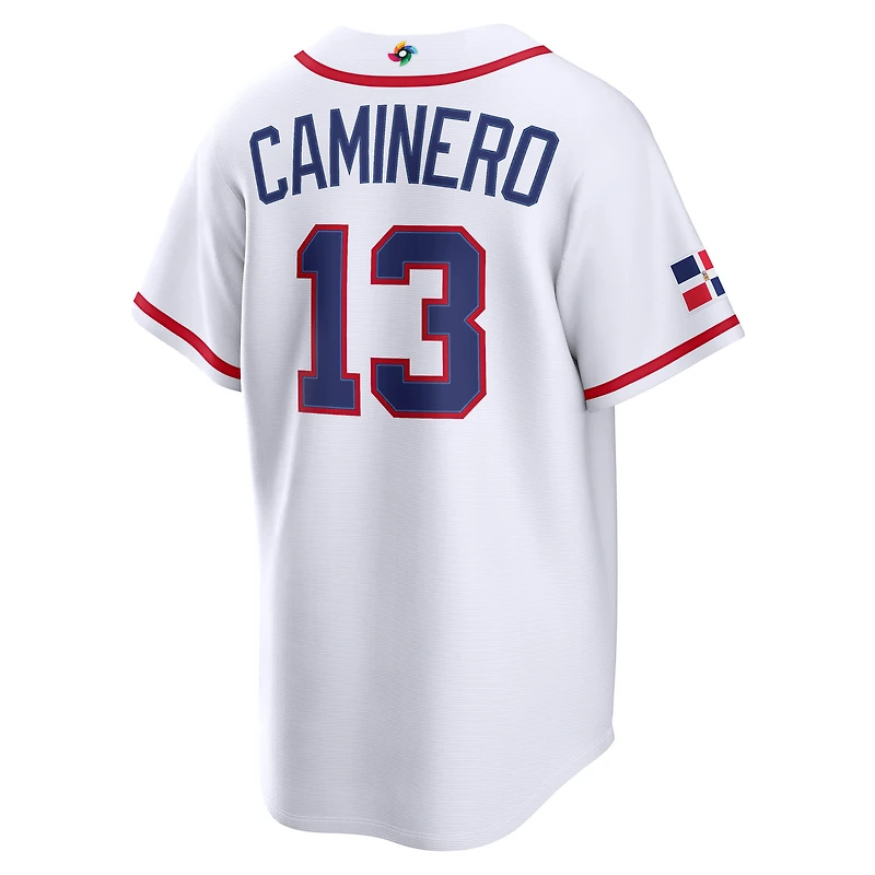 Men's Nike Junior Caminero White Dominican Republic Baseball 2026 World Classic Home Stadium Jersey