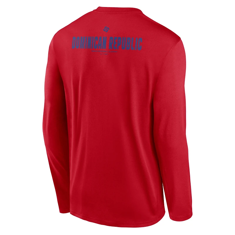 Men's Nike Red Dominican Republic Baseball 2026 World Classic Legend Dri-FIT Long Sleeve T-Shirt