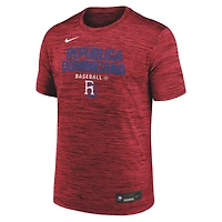 T-shirt Nike Velocity Dri-FIT rouge pour homme, République dominicaine, Classique mondiale de baseball 2026