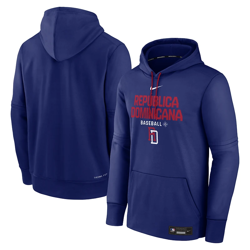 Sweat à capuche Nike Royal Dominican Republic Baseball 2026 World Classic Authentic Collection Therma-FIT pour homme