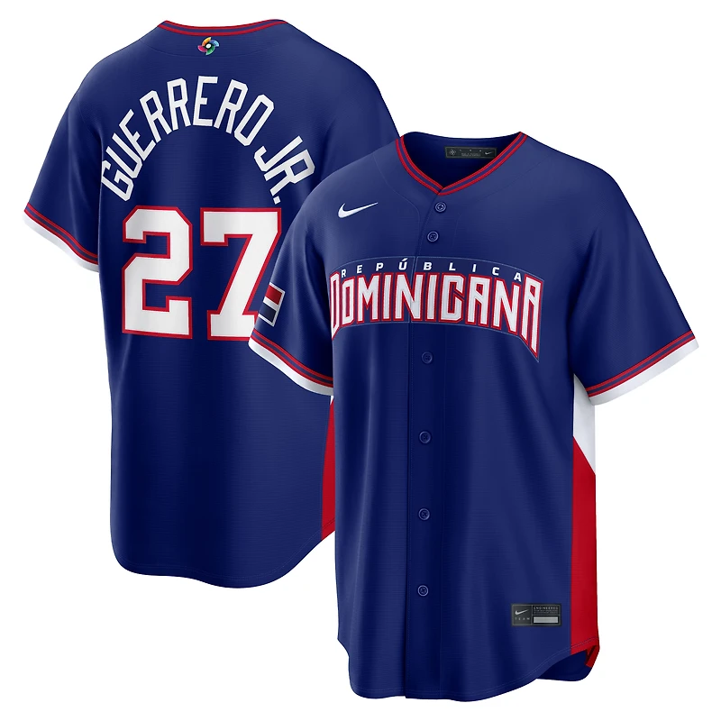 Men's Nike Vladimir Guerrero Jr. Royal Dominican Republic Baseball 2026 World Classic Road Stadium Jersey