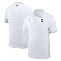 Polo rayé Nike Dri-FIT blanc pour homme, République dominicaine, Classique mondiale de baseball 2026