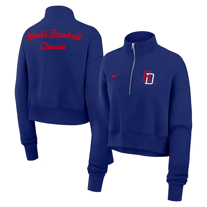 Women's Nike Royal Dominican Republic Baseball 2026 World Classic Phoenix Fleece Half-Zip Sweatshirt