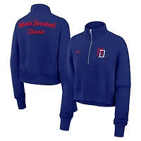 Women's Nike Royal Dominican Republic Baseball 2026 World Classic Phoenix Fleece Half-Zip Sweatshirt