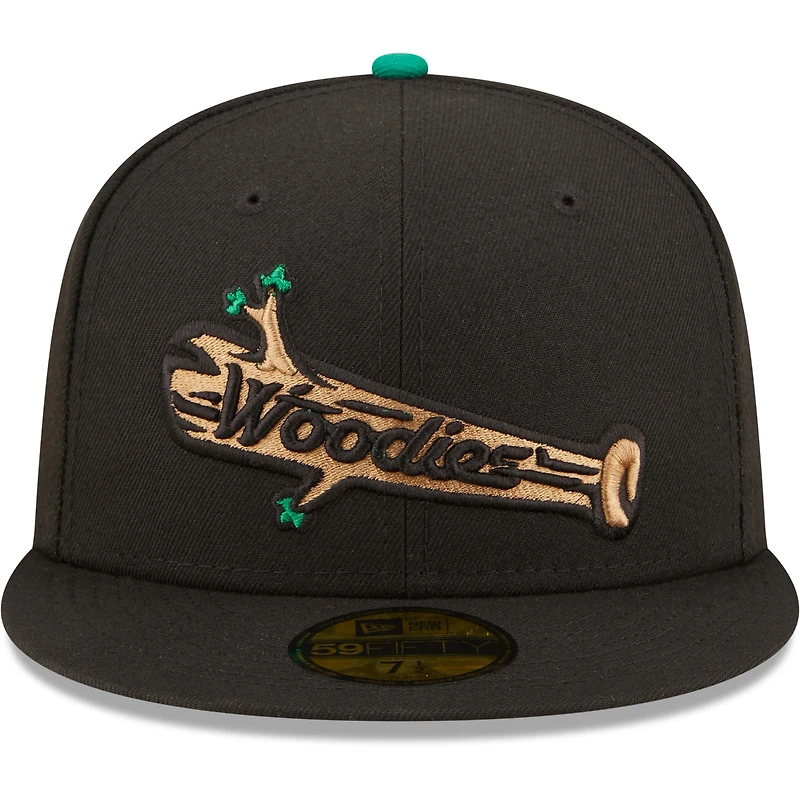 Men's New Era Black Down East Wood Ducks Authentic Collection 59FIFTY Fitted Hat