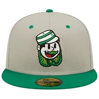 Men's New Era Gray/Green Down East Wood Ducks Kinston Collard Greens Theme Night 59FIFTY Fitted Hat
