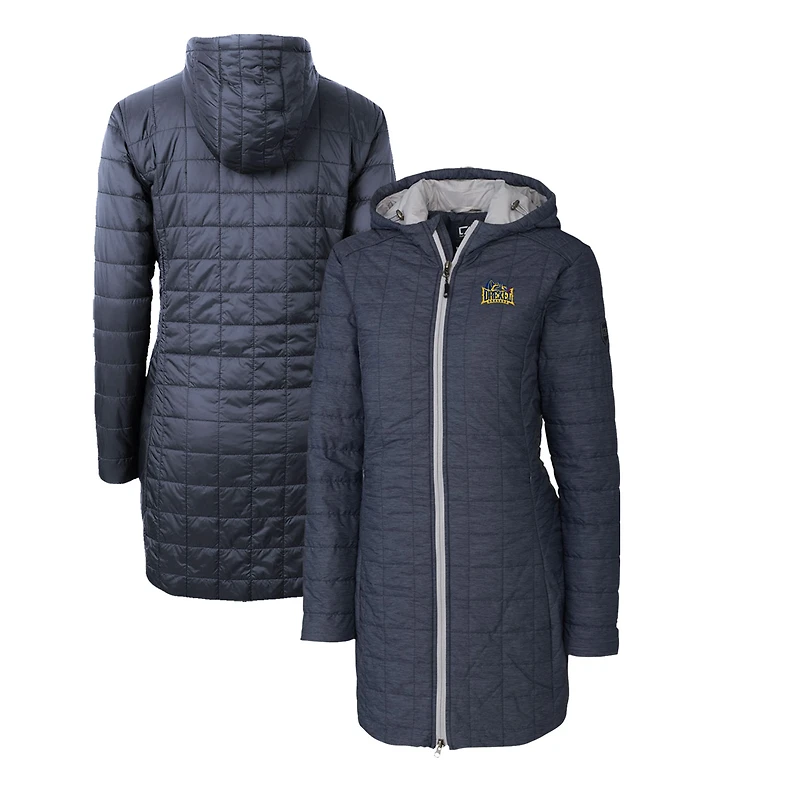Manteau long à capuche pour femme Cutter & Buck Heather Navy Drexel Dragons Rainier Primaloft Eco
