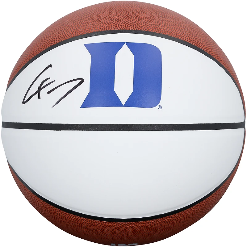 Ballon de basket-ball à panneau blanc autographié par Cooper Flagg des Duke Blue Devils (Logo Brands).