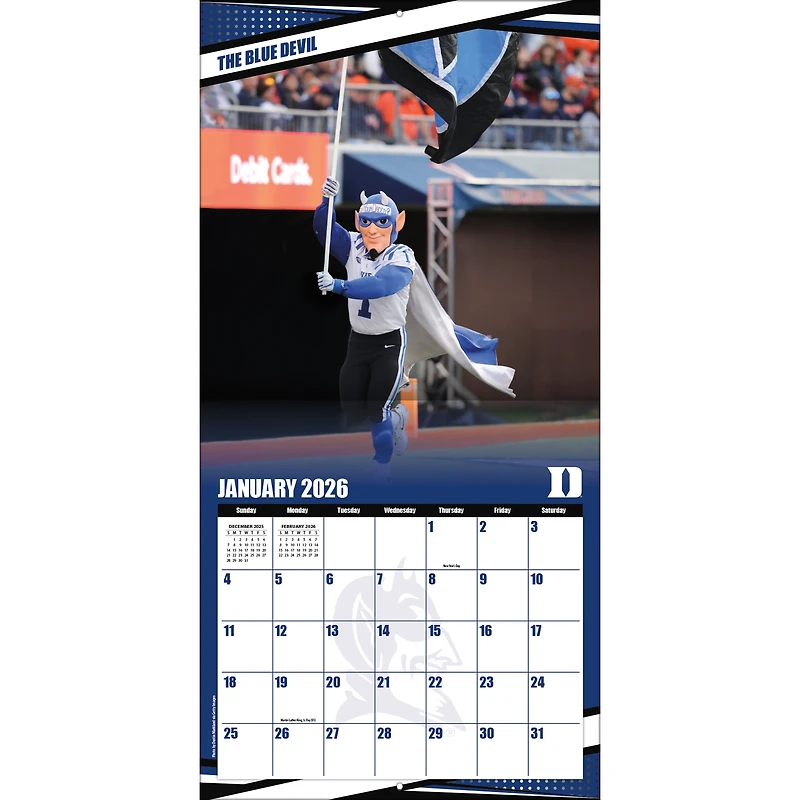 Calendrier mural 2026 des Blue Devils de Duke (12 po x 12 po)