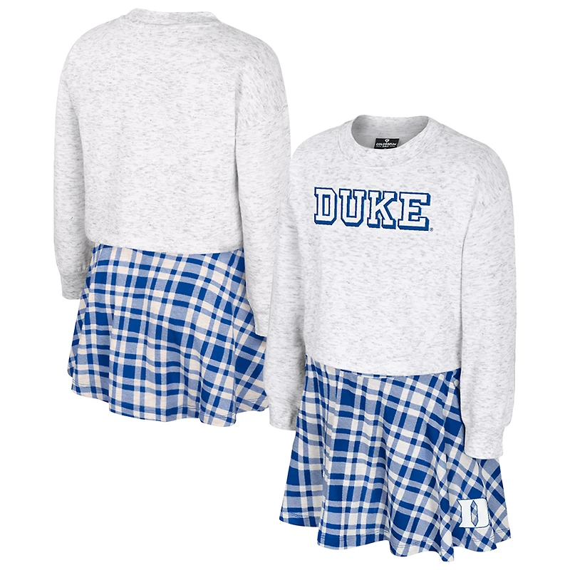 Girls Youth Colosseum Gray Duke Blue Devils Marceline Plaid Skirt and Top Set