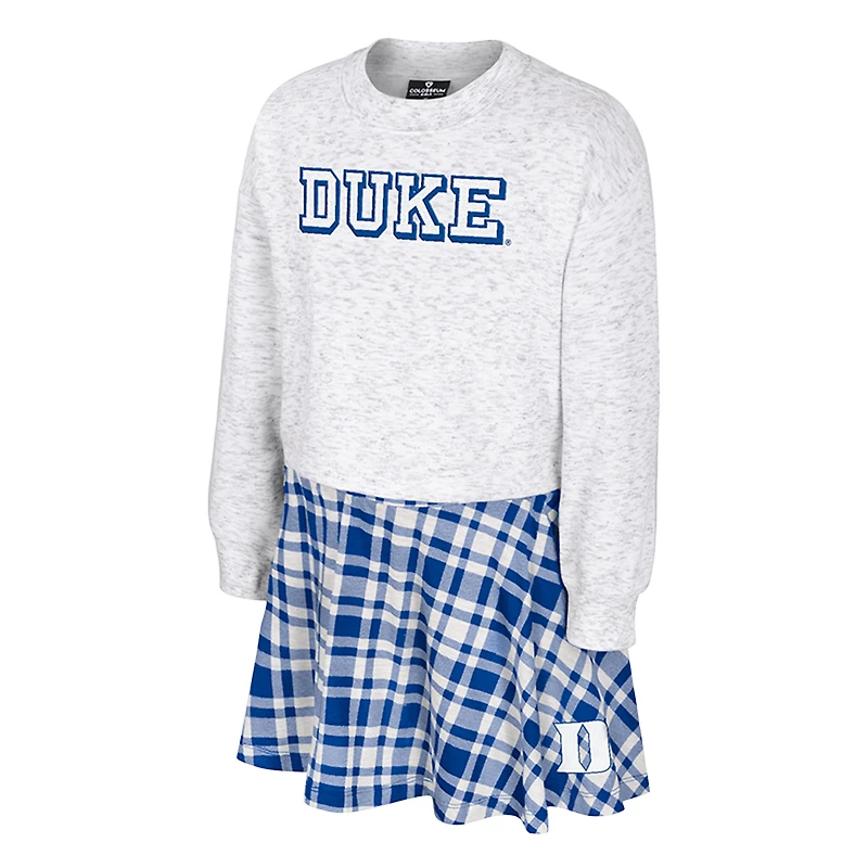 Girls Youth Colosseum Gray Duke Blue Devils Marceline Plaid Skirt and Top Set