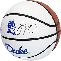 Ballon de basket blanc signé à plusieurs reprises par Jayson Tatum et Zion Williamson des Duke Blue Devils