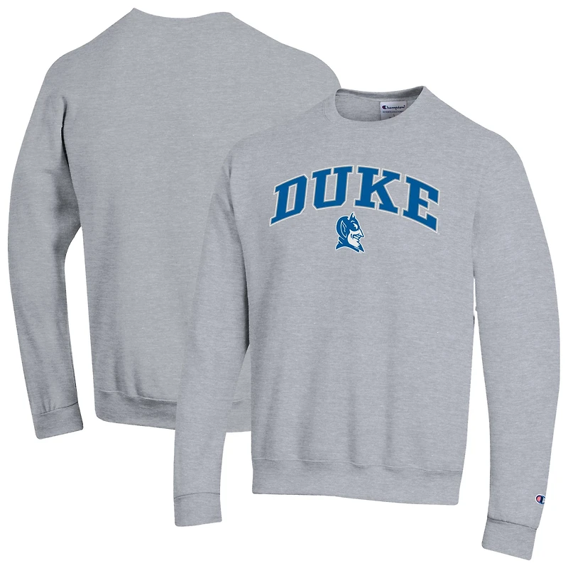 Sweat-shirt à capuche Champion Heather Grey Duke Blue Devils pour homme avec logo Arch Over