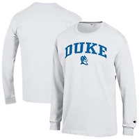 Men's Champion  Heather Gray Duke Blue Devils Arch Over Logo Long Sleeve T-Shirt