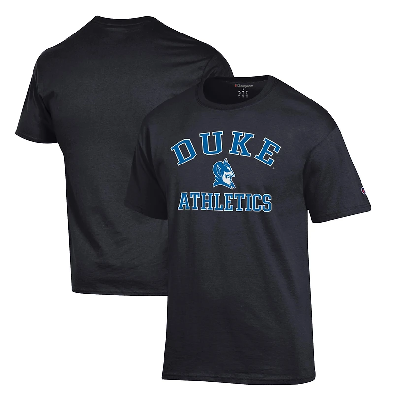 T-shirt d'athlétisme Champion Black Duke Blue Devils avec logo Arch pour homme