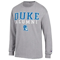 Men's Champion  Gray Duke Blue Devils Stacked Logo Alumni Long Sleeve T-Shirt