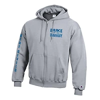 Sweat à capuche zippé en polaire Powerblend gris Duke Blue Devils Varsity pour homme