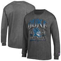 Men's Champion  Heather Charcoal Duke Blue Devils Bold Long-Sleeve T-Shirt