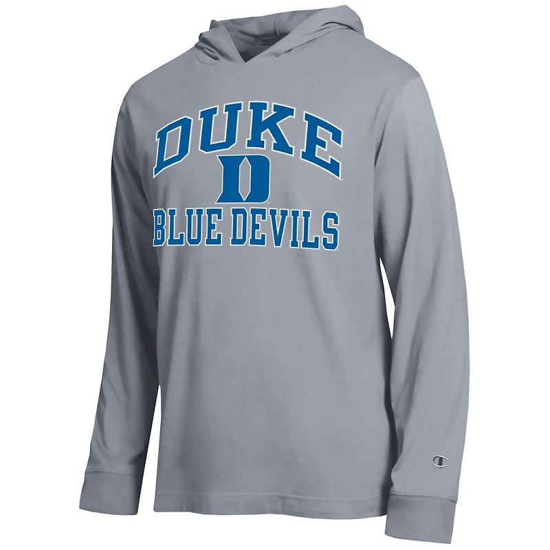 T-shirt à capuche manches longues Champion Heather Gray Duke Blue Devils High Motor All-Star pour homme