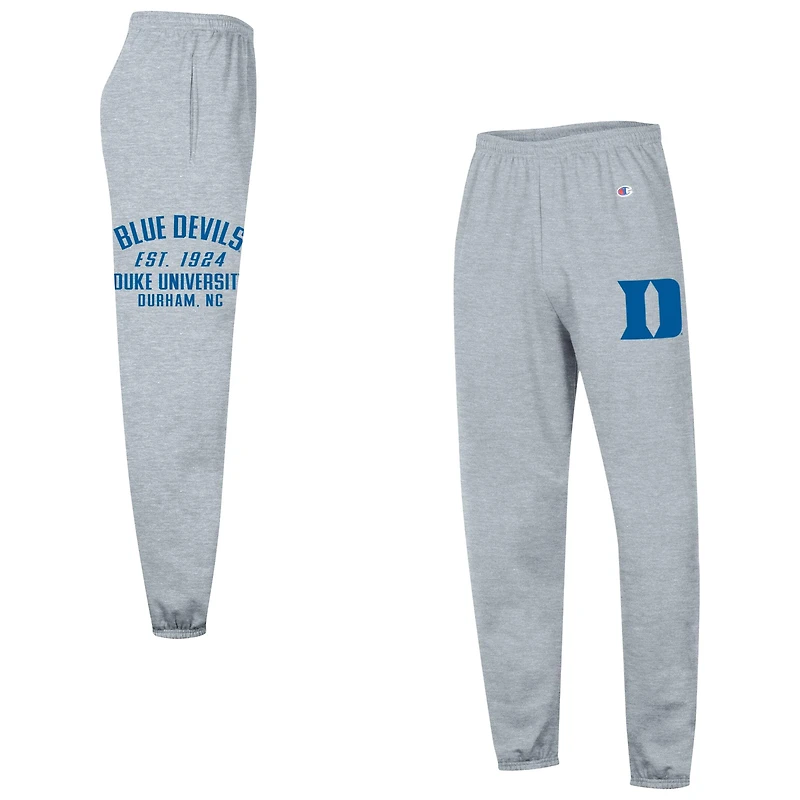 Pantalon de survêtement Champion pour homme, gris chiné, Duke Blue Devils, en molleton Powerblend à bande.