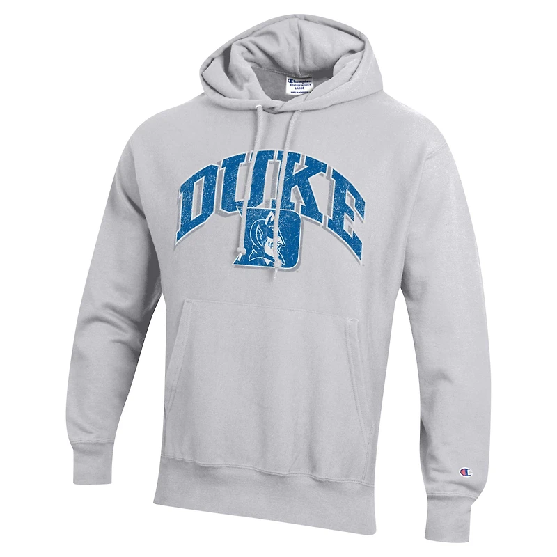 Sweat à capuche Champion Heather Grey Duke Blue Devils Vault Late Night Reverse Weave pour hommes