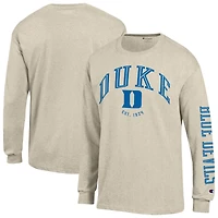 T-shirt à manches longues Champion Heather Oatmeal Duke Blue Devils Neutral Arch pour homme