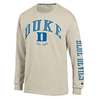Men's Champion  Heather Oatmeal Duke Blue Devils Neutral Arch Long-Sleeve T-Shirt