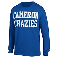 T-shirt à manches longues pour homme Champion Royal Duke Blue Devils Cameron Crazies