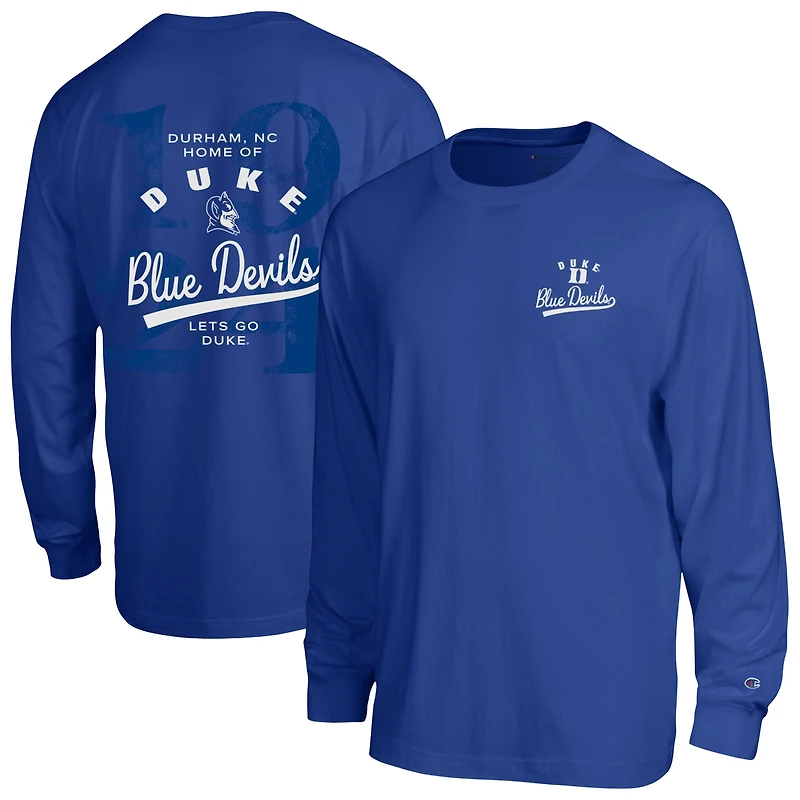 Men's Champion Royal Duke Blue Devils Laminated All-Star Long Sleeve T-Shirt