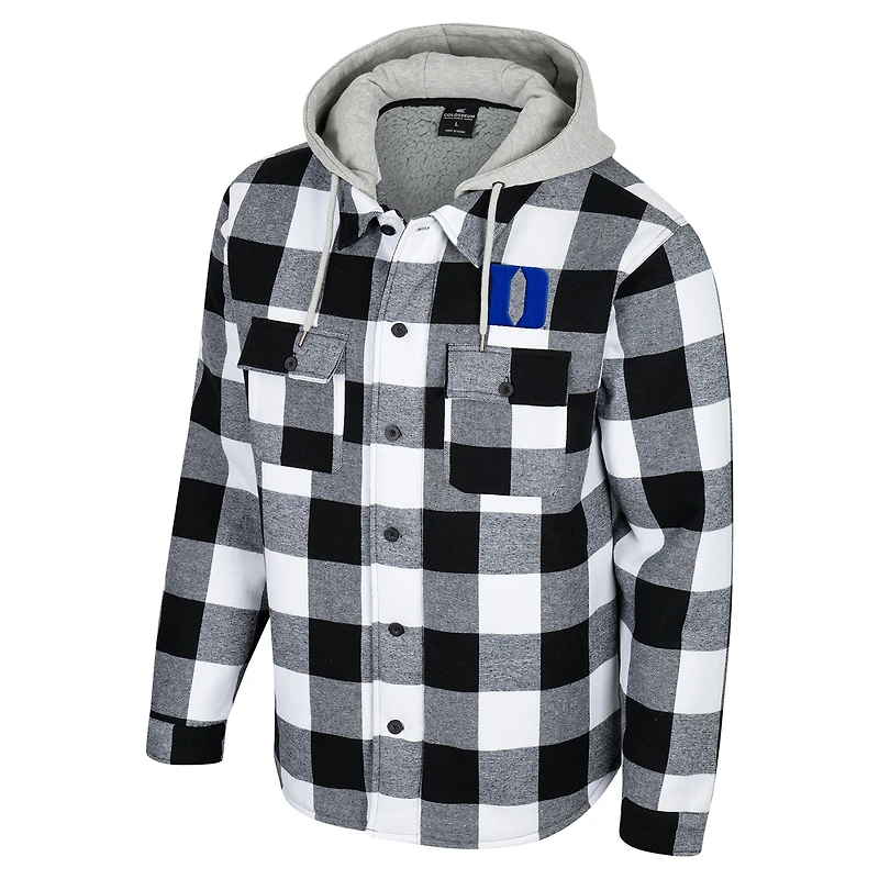 Veste zippée intégrale à carreaux Buffalo Duke Blue Devils noir/blanc pour homme Colosseum